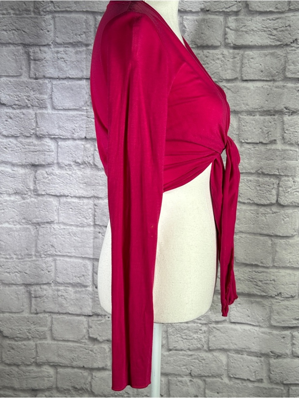 Moda‎ International in Hot Fuchsia Tie-Front  Crop Top - (White is SOLD) - Picture 8 of 9